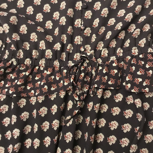 H&M Boho Midi Dress Floral Print Long Sleeve Asymmetrical Hem Button Down Size 2 - Picture 7 of 14